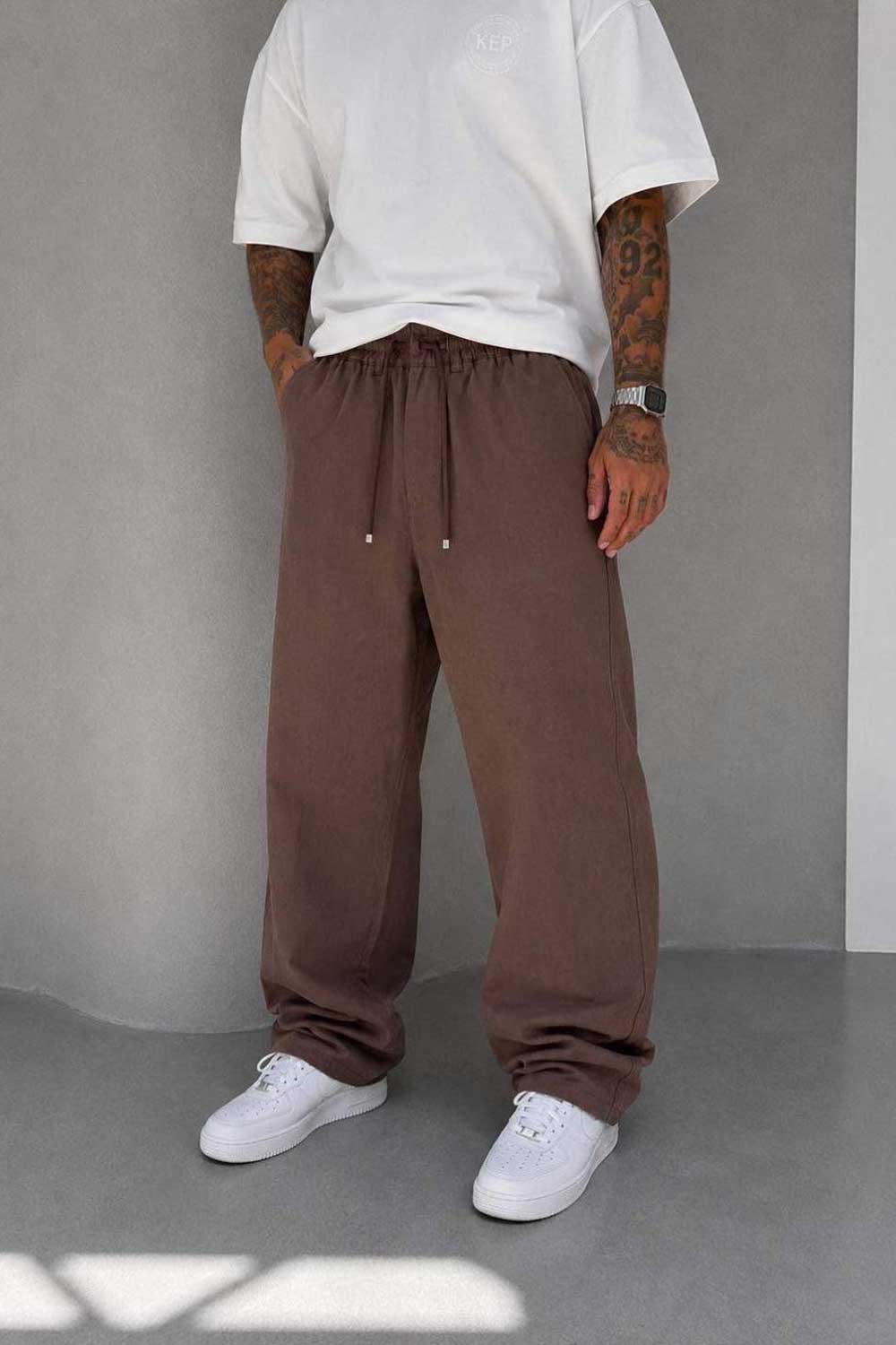 Παντελόνι Cotton Baggy Jogger Studio – Καφέ