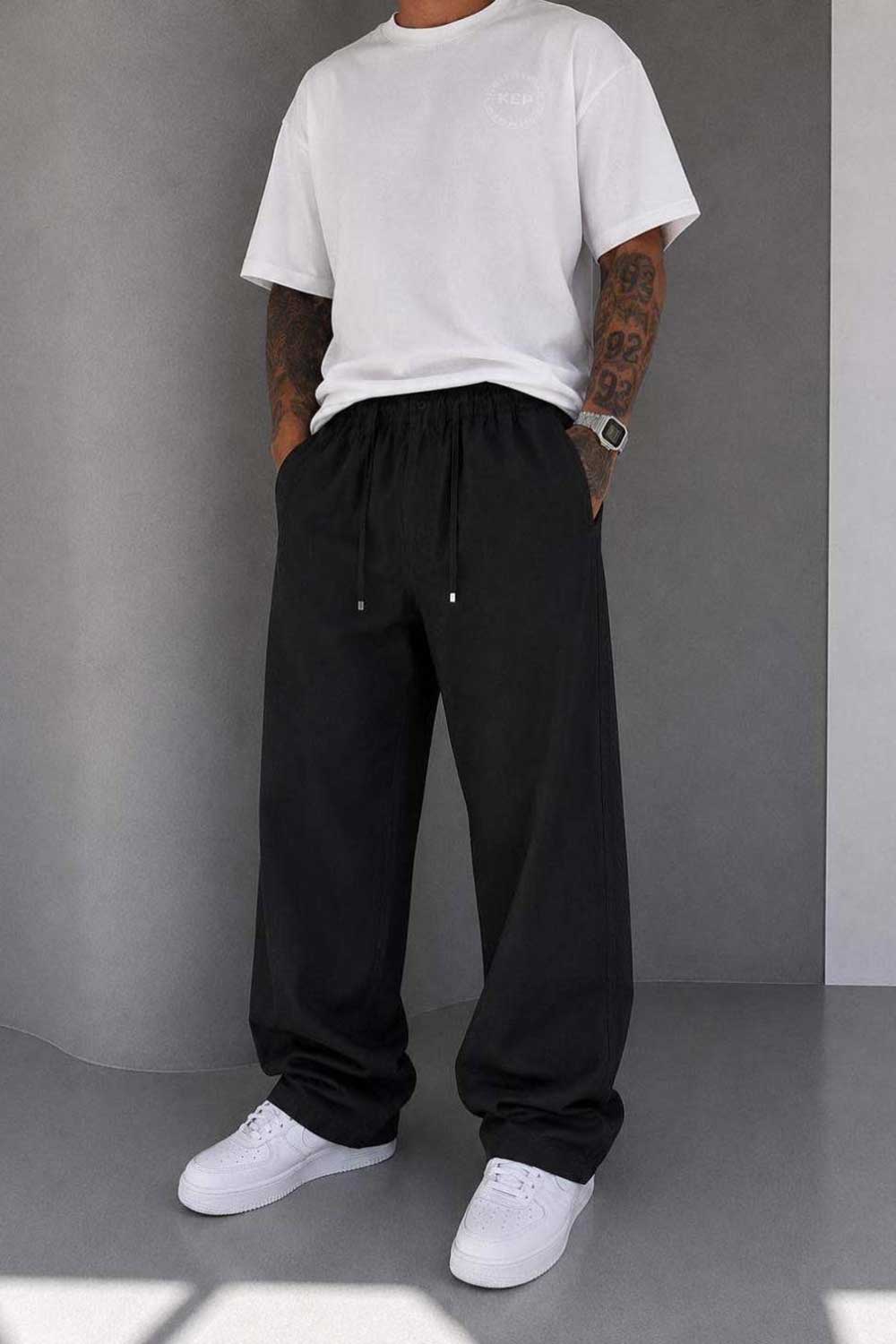 Παντελόνι Cotton Baggy Jogger Studio – Μαύρο