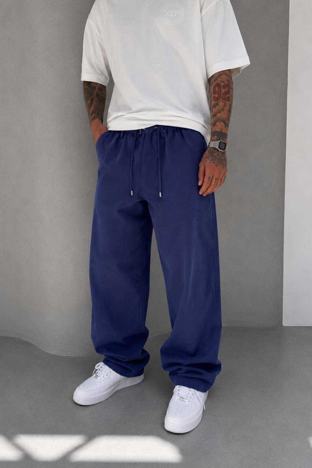 Παντελόνι Cotton Baggy Jogger Studio – Σκούρο Μπλε
