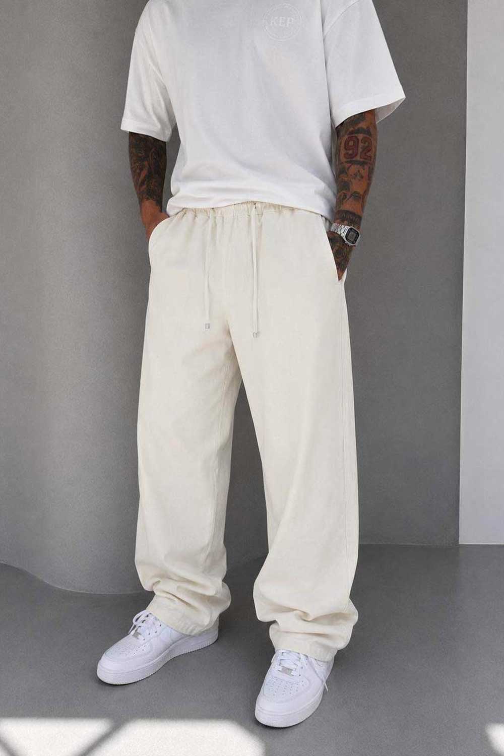 Παντελόνι Cotton Baggy Jogger Studio – Μπεζ