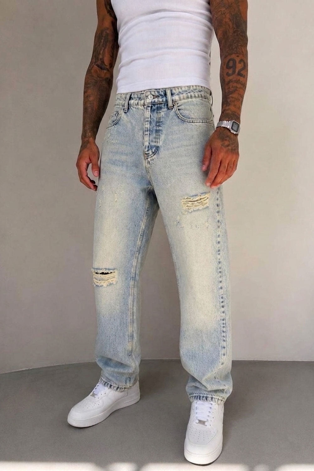 Baggy Παντελόνι Τζιν Distressed – Light Wash