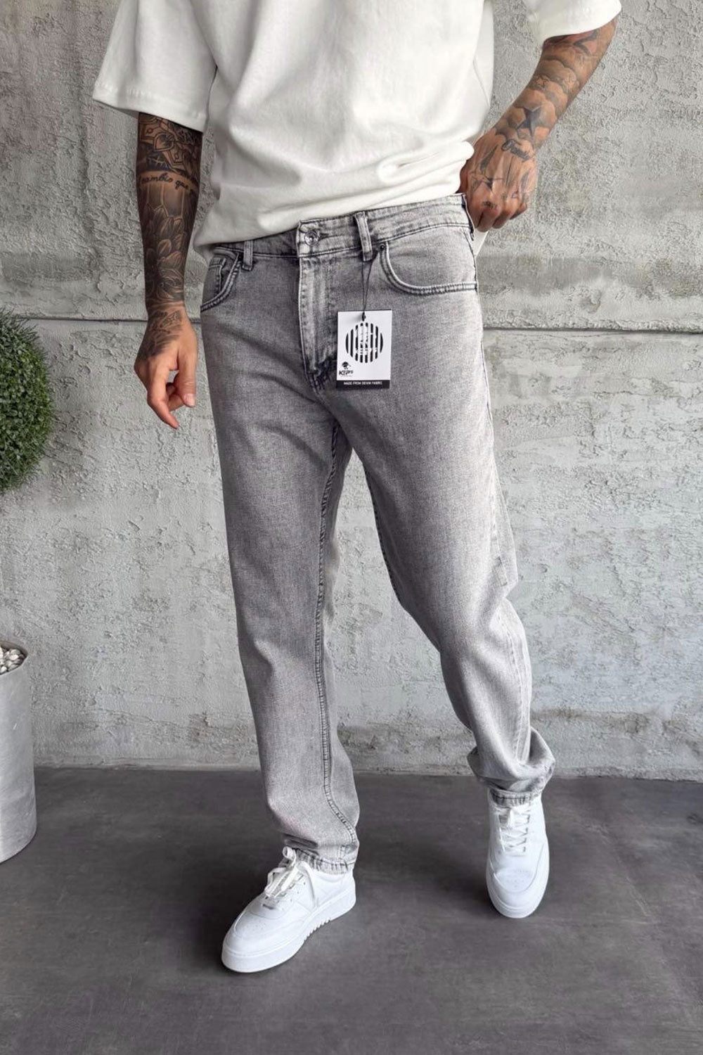 Basic Regular Fit Τζιν  Με Ελαστικότητα – Ξεβαμμένο Γκρι