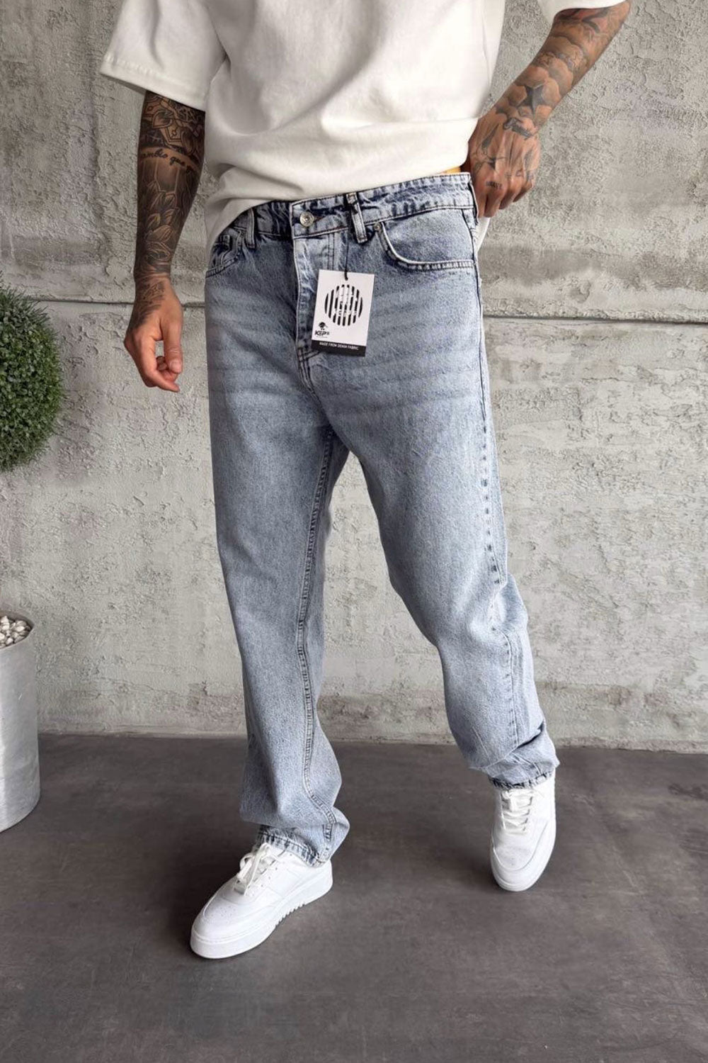 Baggy Παντελόνι Τζιν Με Stonewash – Γαλάζιο