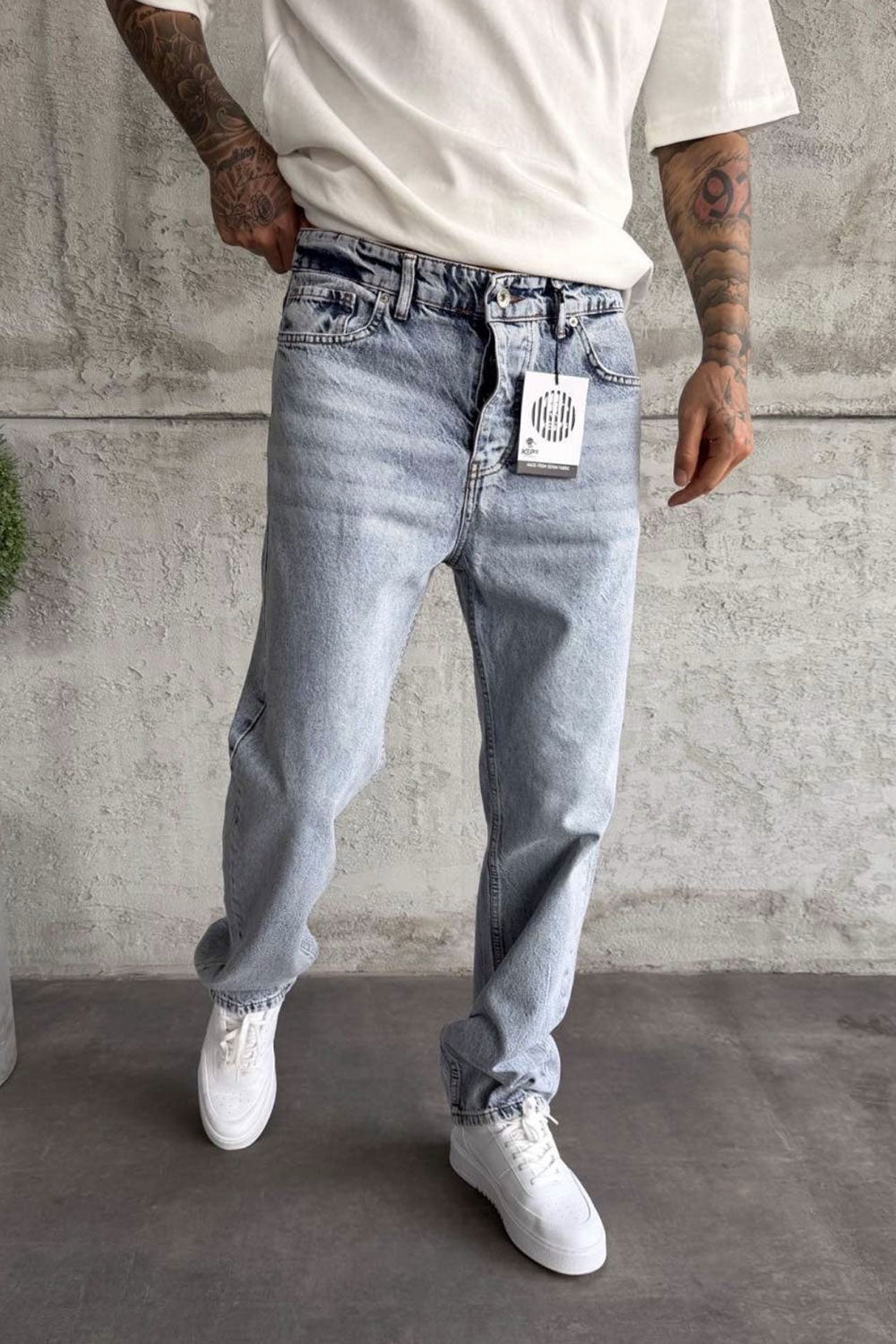 Baggy Παντελόνι Τζιν Με Stonewash – Γαλάζιο