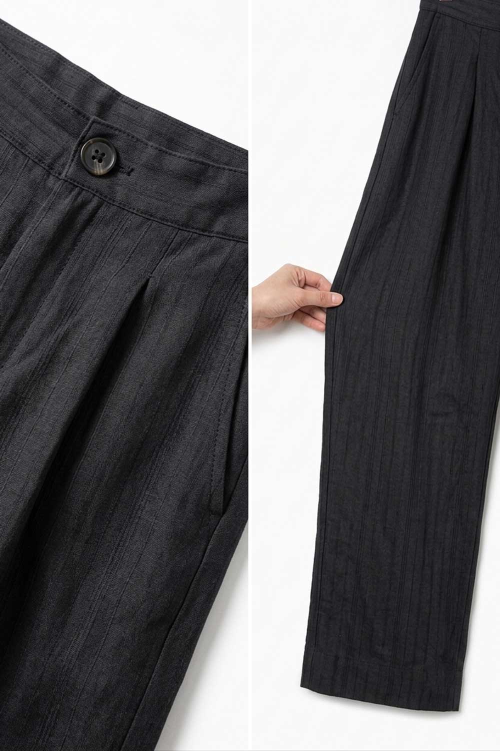 Παντελόνι Premium Modal-Blend Textured Stripe Studio – Μαύρο