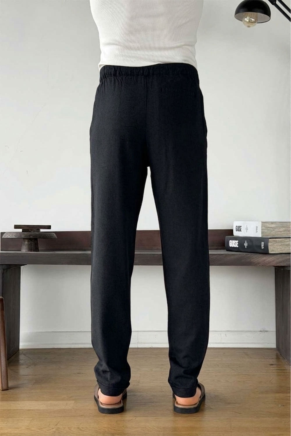 Παντελόνι Viscose-Linen Drawstring Relaxed Studio – Μαύρο