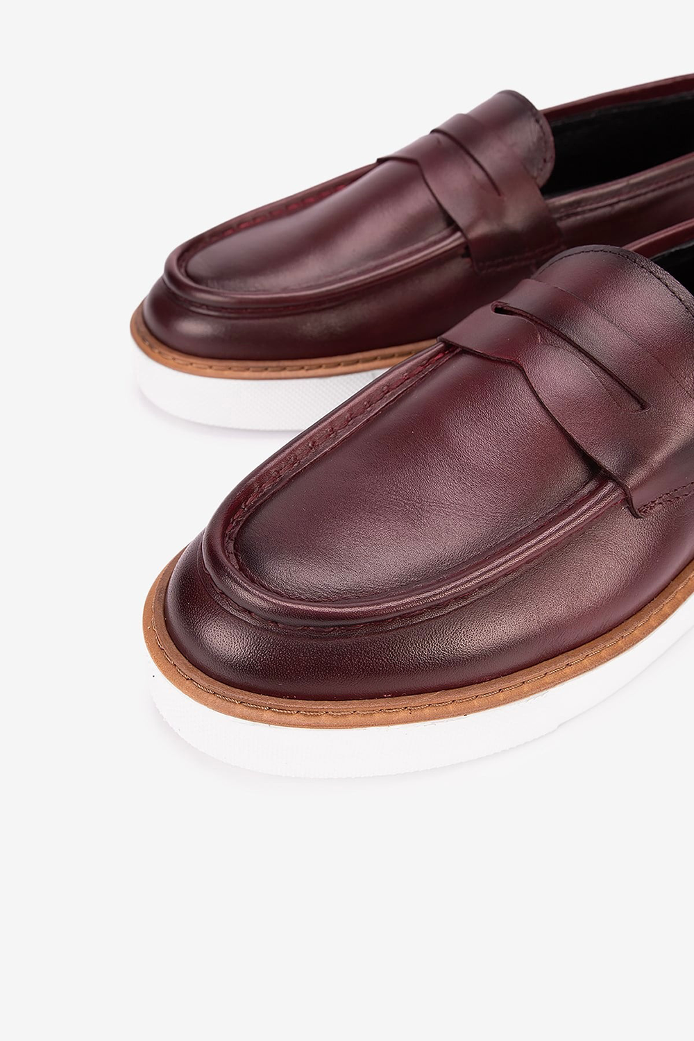 Χειροποίητα Παπούτσια Leather Penny Loafers Studio – Μπορντό
