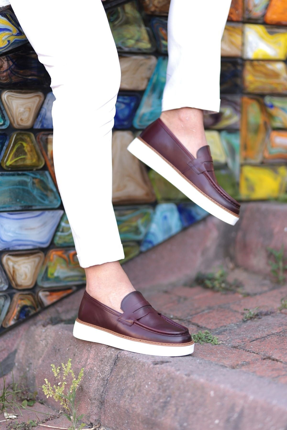 Χειροποίητα Παπούτσια Leather Penny Loafers Studio – Μπορντό