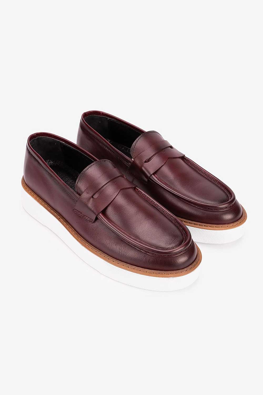 Χειροποίητα Παπούτσια Leather Penny Loafers Studio – Μπορντό