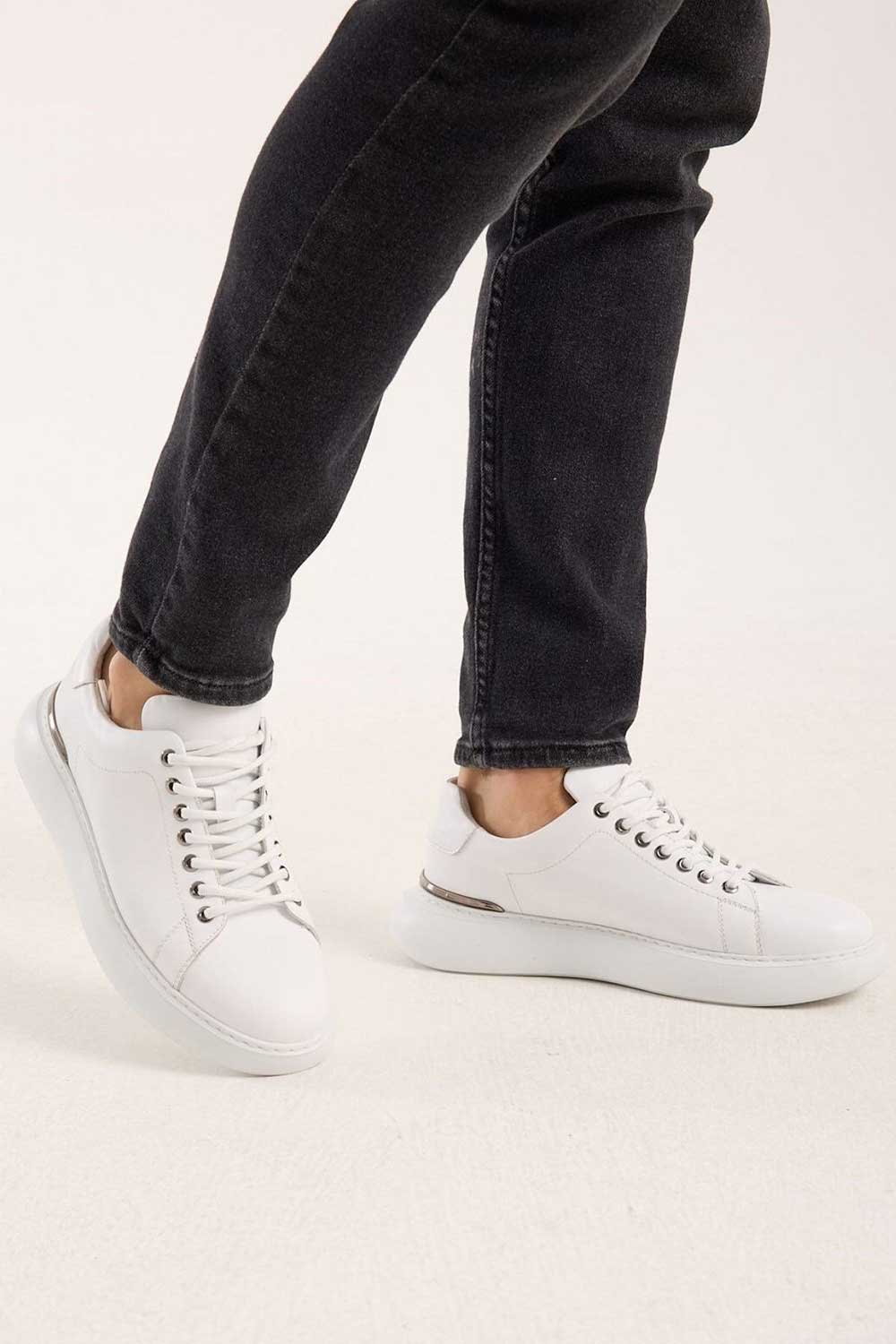 Χειροποίητα Παπούτσια Leather Urban Sneakers Studio – Λευκό