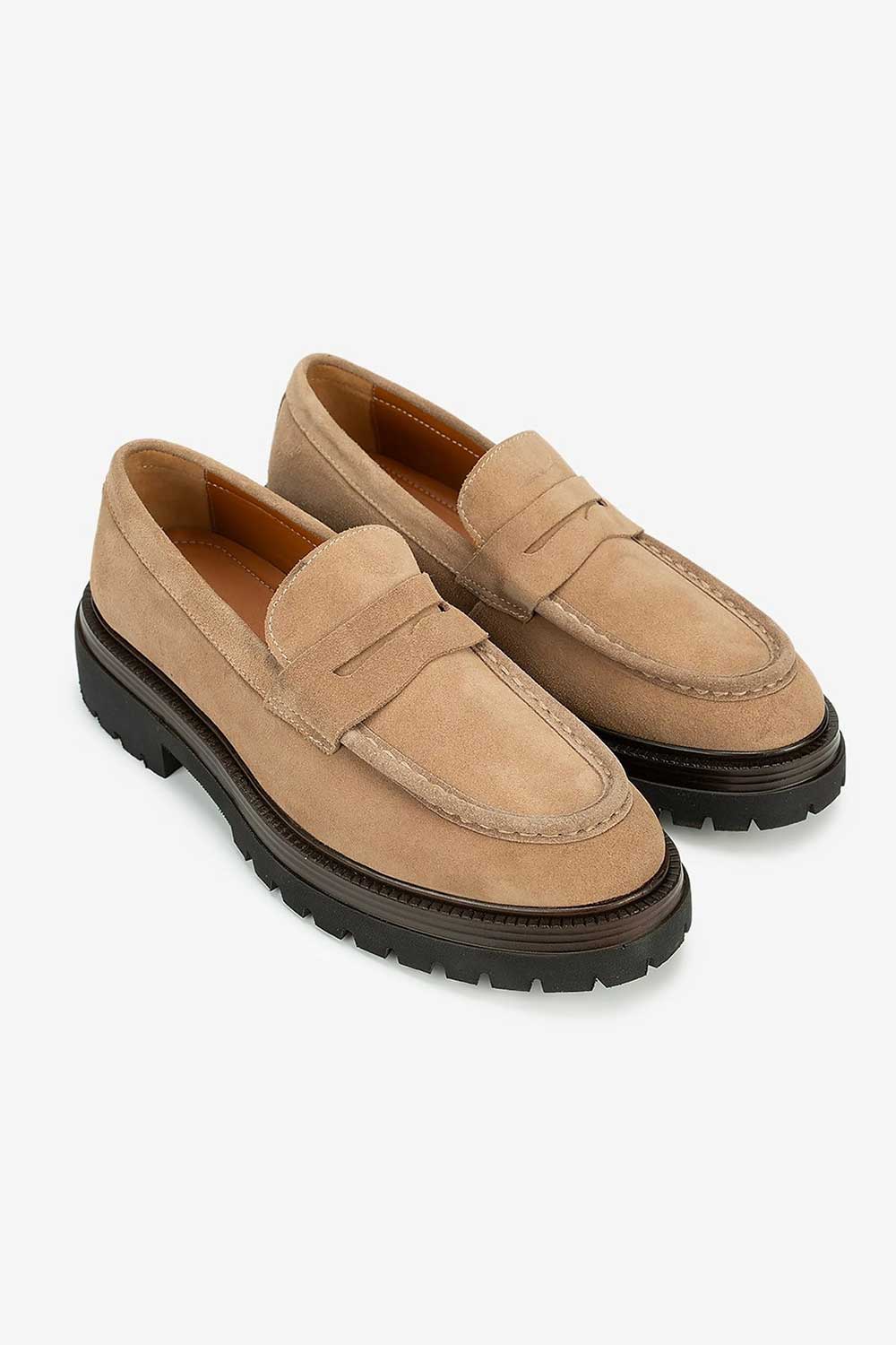 Χειροποίητα Παπούτσια Suede Rock Loafers Studio – Μπεζ