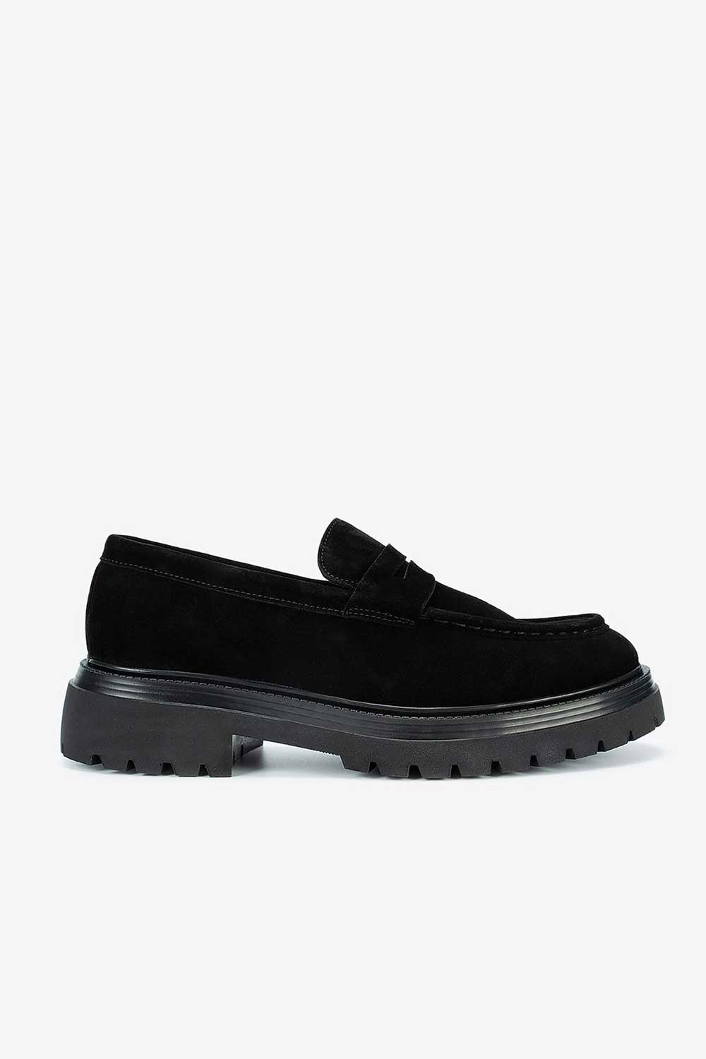 Χειροποίητα Παπούτσια Suede Rock Loafers Studio – Μαύρο