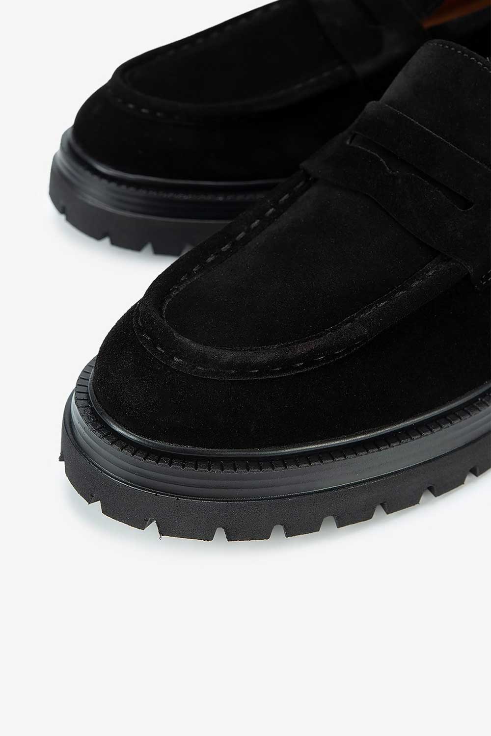 Χειροποίητα Παπούτσια Suede Rock Loafers Studio – Μαύρο