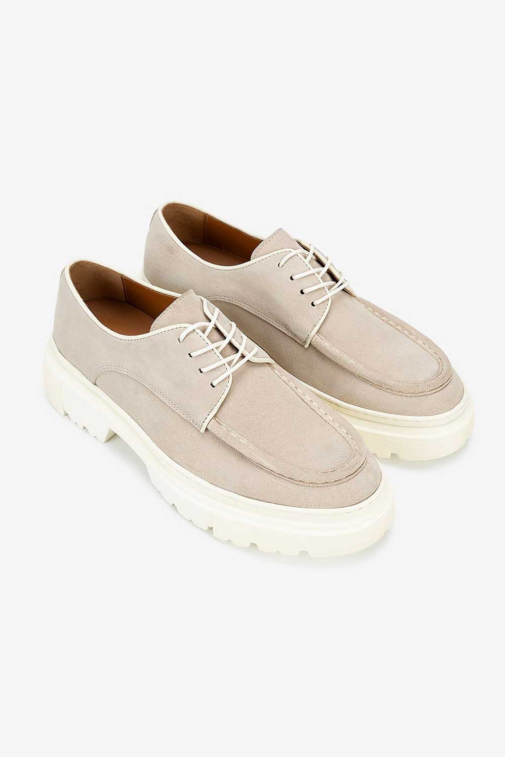 Χειροποίητα Παπούτσια Suede Urban Derby Studio – Μπεζ