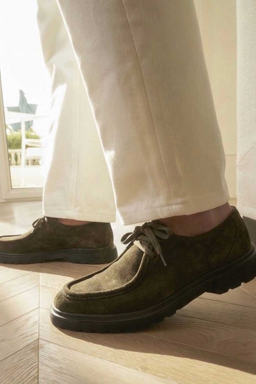 Χειροποίητα Παπούτσια Suede Urban Derby Studio – Χακί