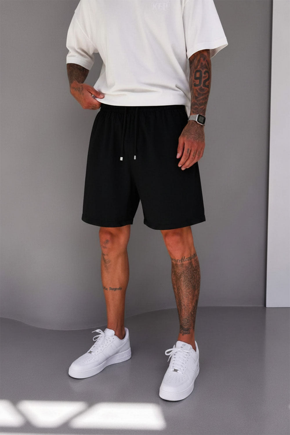 Βερμούδα Tencel-Blend Urban Drawstring Studio – Μαύρο