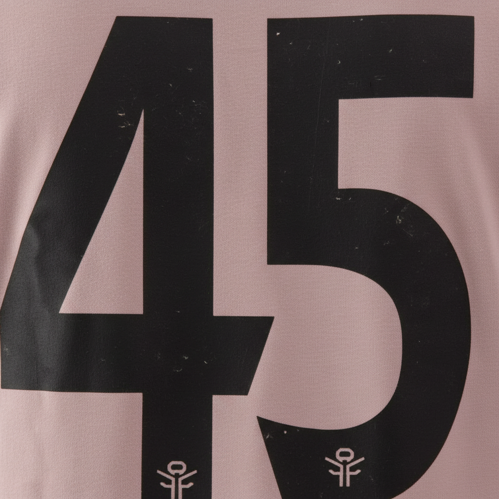 Close-up detail "45" print