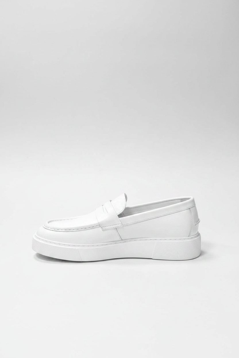 Χειροποίητα Παπούτσια  Leather Penny Lofers Studio – Λευκό