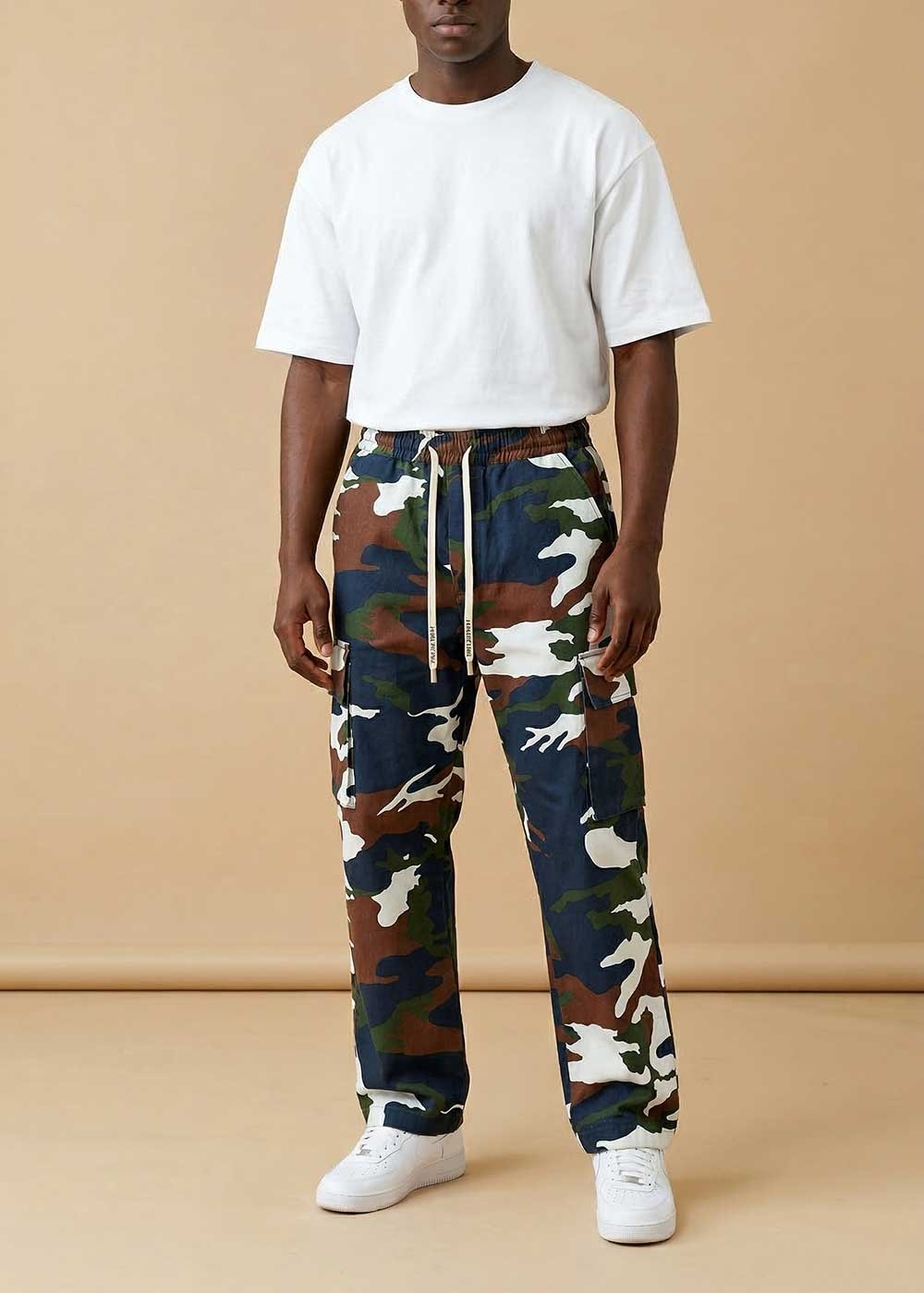 Camo Cargo Baggy Παντελόνι με Λάστιχο στη Μέση – Dark Blue – 5