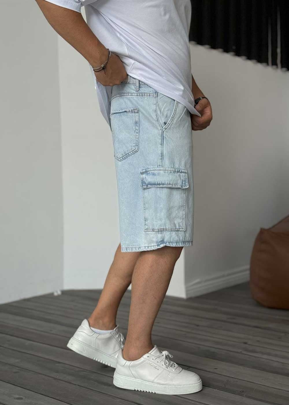 Denim Cargo Βερμούδα Baggy – Του Πάγου – 5
