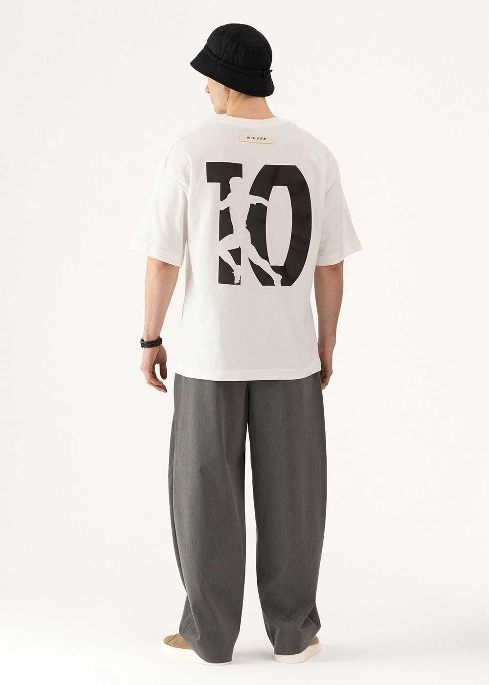 Oversized T-Shirt με Diego Graphic Πλάτης – Λευκό – 5