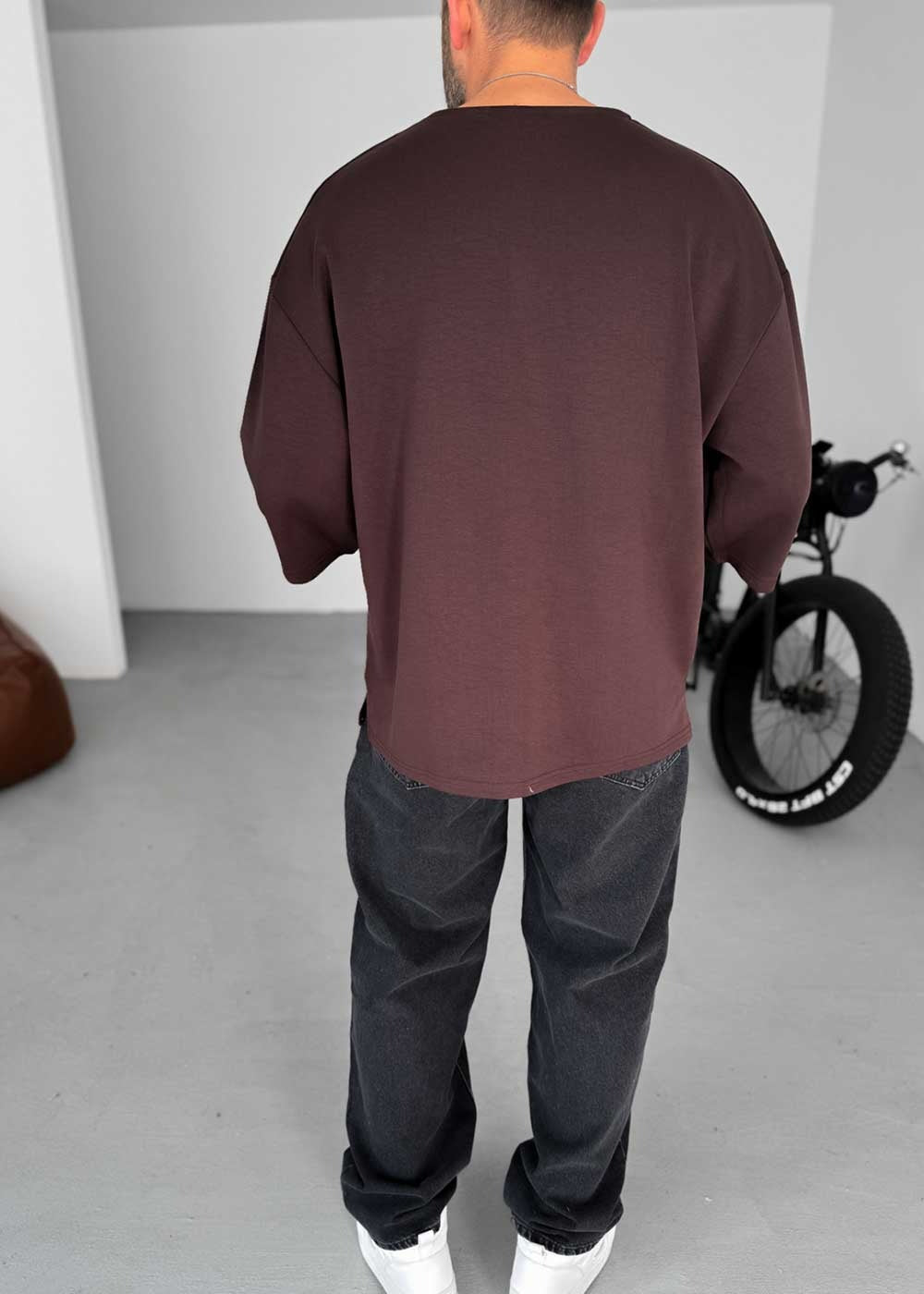 Three-Quarter 3/4 Sleeve T-Shirt Με Ελαστικότητα – Σκούρο Καφέ – 4