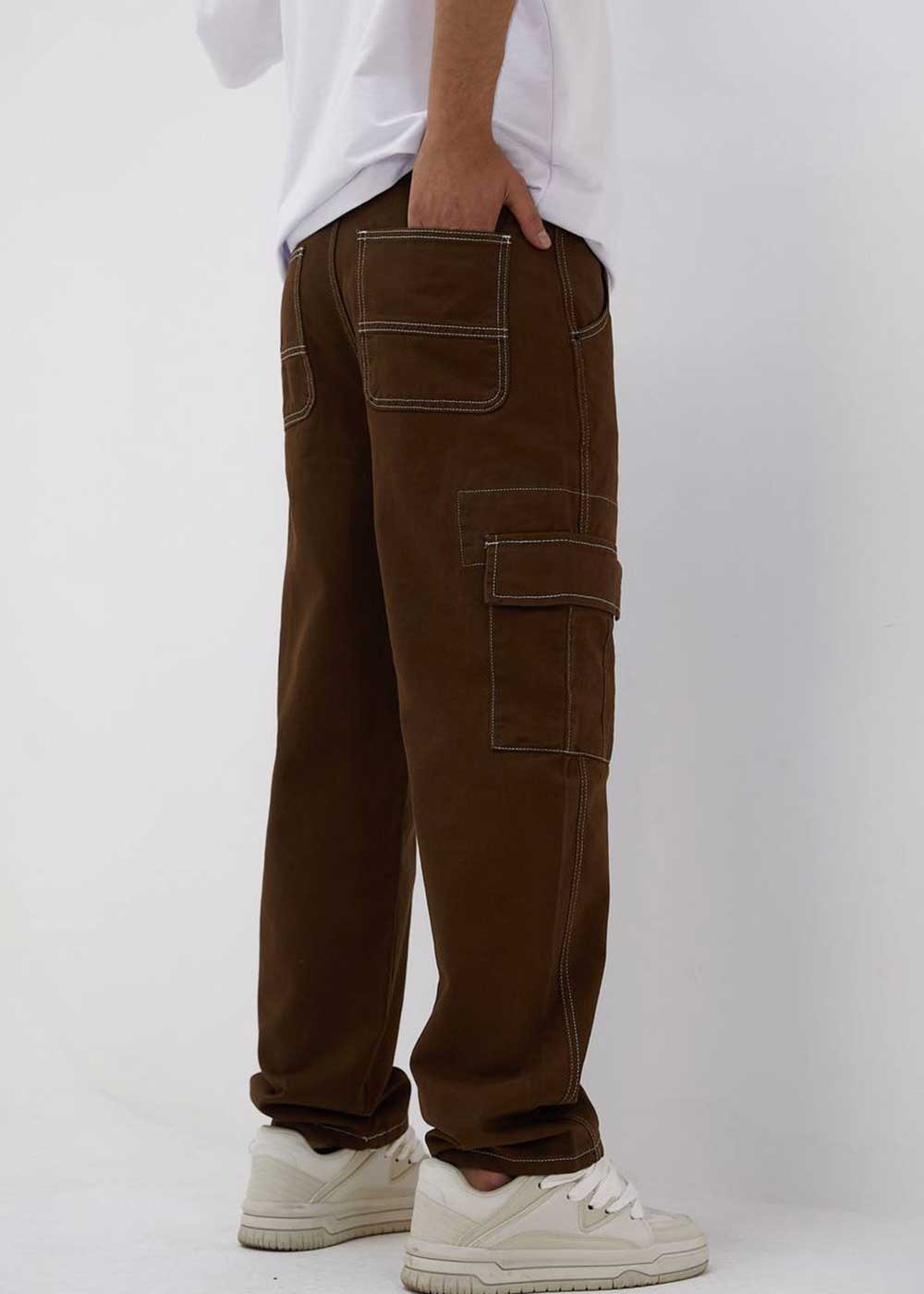 Baggy Jean Παντελόνι Cargo Με Ραφές- Καφέ – 5