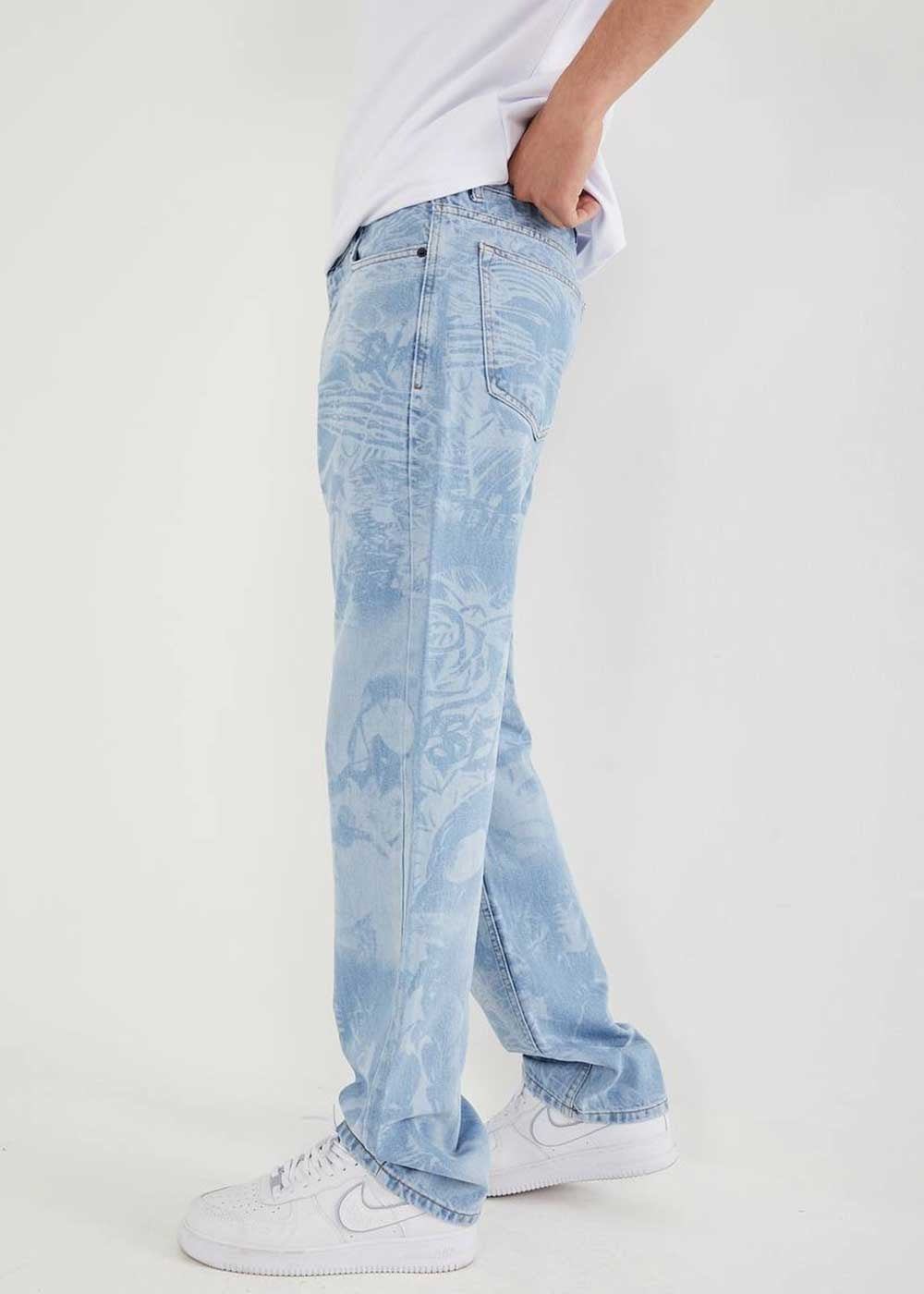 Full Printed Baggy Denim Παντελόνι - Ανοιχτό Γαλάζιο – 5