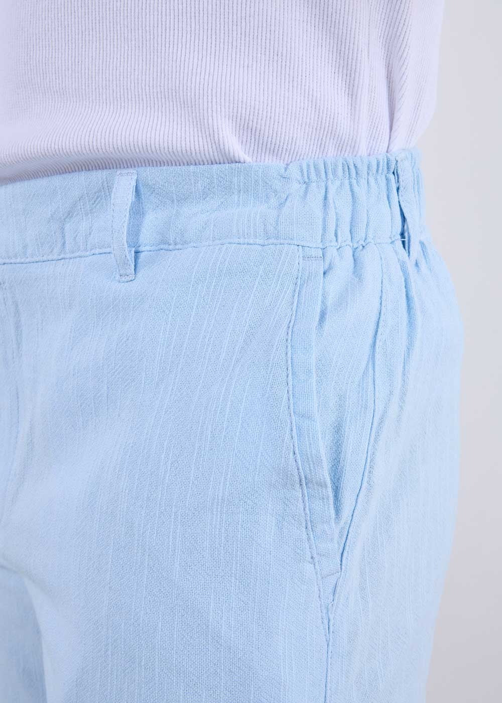 Linen-Texture Regular Fit Παντελόνι – Γαλάζιο – 5