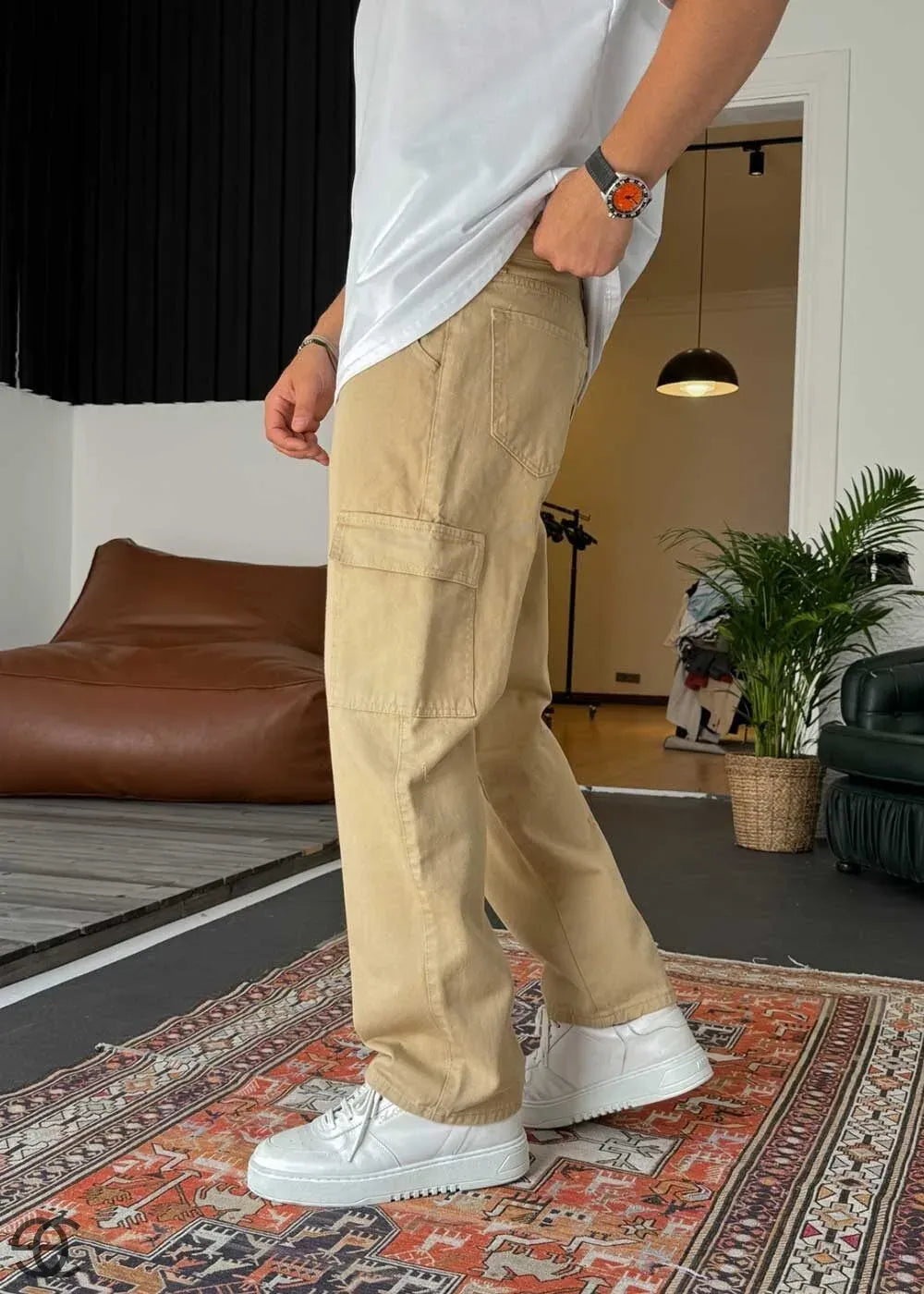 Cargo Παντελόνι Baggy – Σκούρο Μπεζ – 5