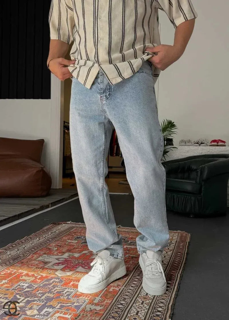 Παντελόνι Baggy Jean Πετροπλυμένο - Γαλάζιο του πάγου