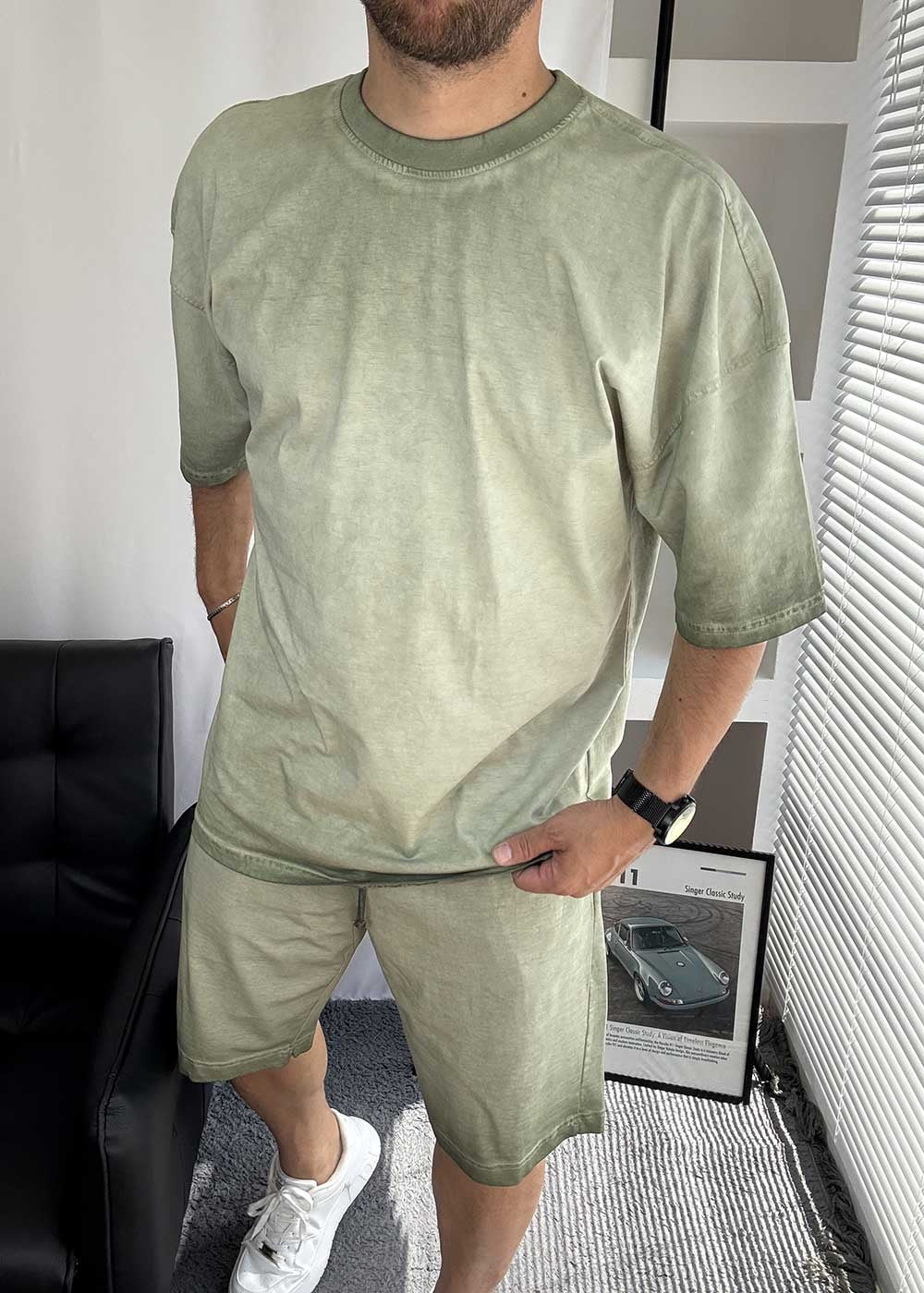 Basic Oversized Σετ Acid Wash – Ξεβαμμένο Πράσινο – 4