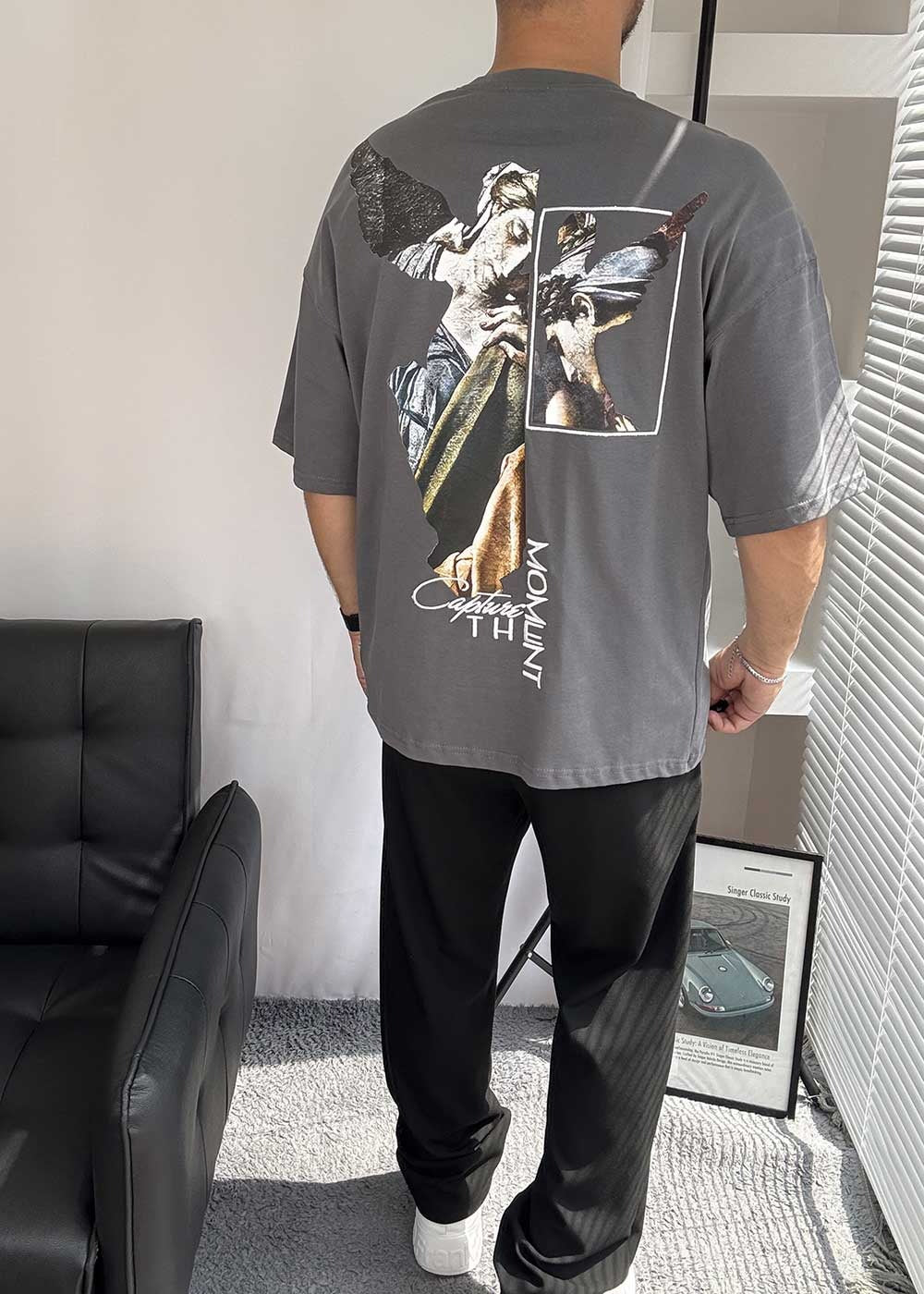 Capture the Moment Oversized T-Shirt με Τύπωμα – Γκρι Σκούρο – 5