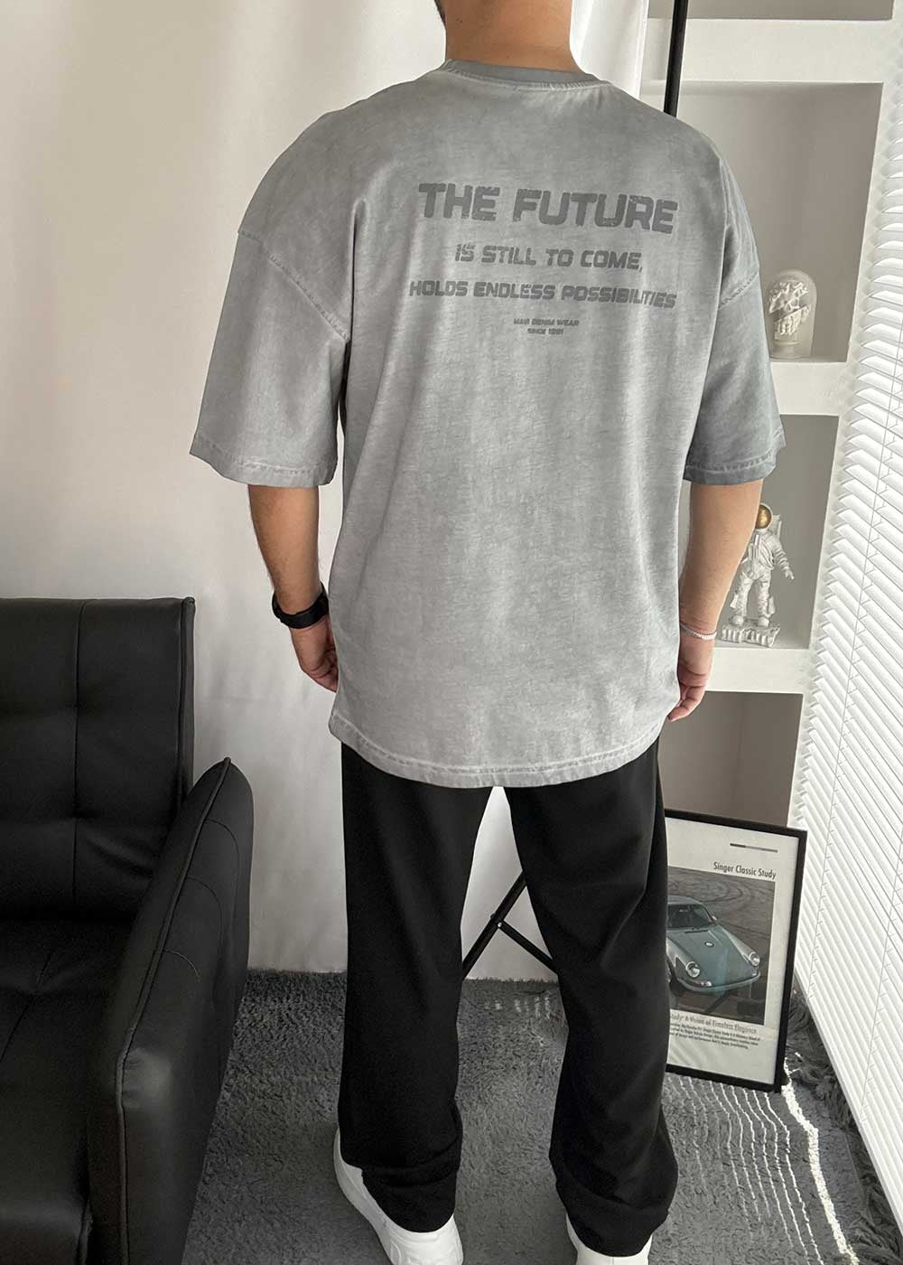 The Future Oversized Acid Wash T-Shirt – Γκρι Ξεβαμμένο – 5