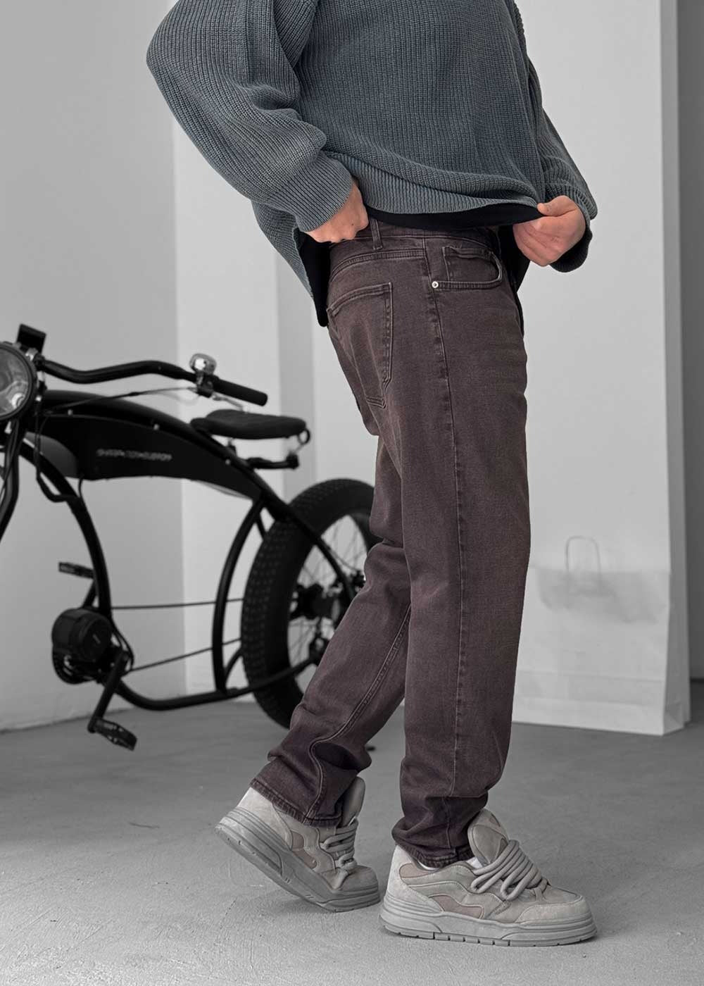 Παντελόνι Relaxed Fit Με Ελαστάν Ελαφρώς Ξεβαμμένο – Καφέ – 4