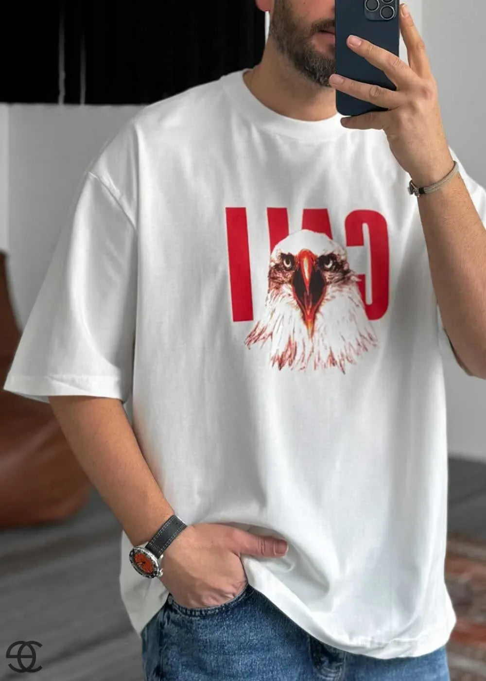EAGLE Oversized T-Shirt - Λευκό – 5