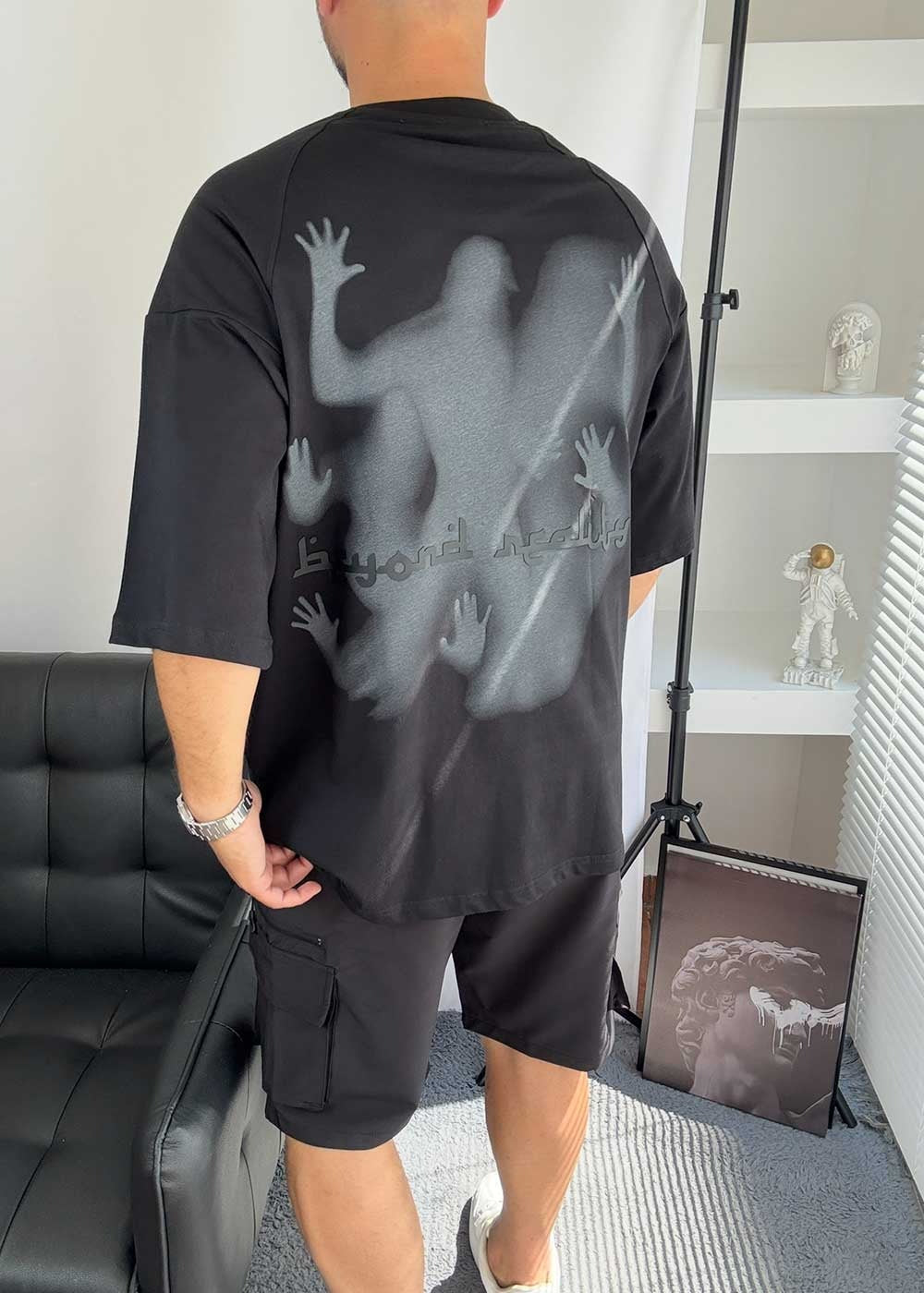Beyond Reality Oversized T-Shirt με Τύπωμα – Μαύρο – 5