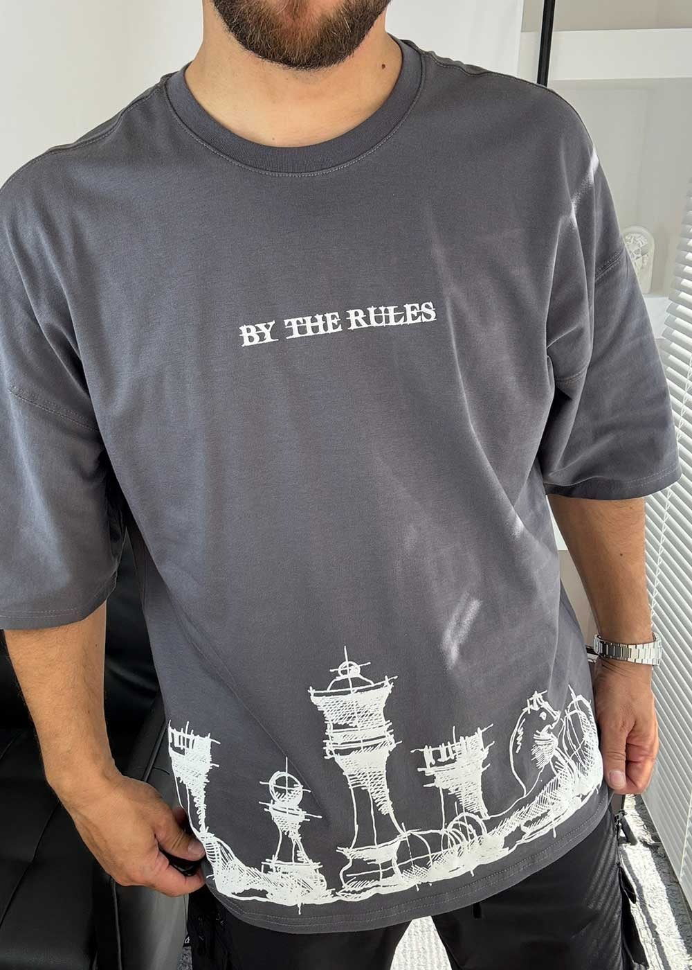 Oversized T- shirt By The Rules – Ανθρακί – 5