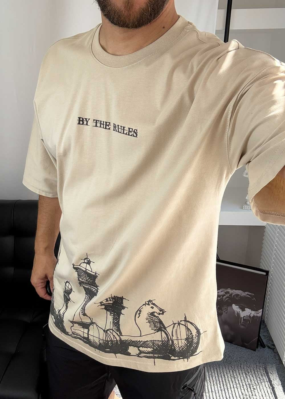Oversized T- shirt By The Rules -Μπεζ – 5