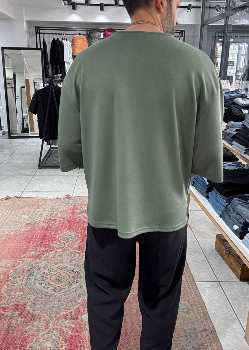 Three-Quarter 3/4 Sleeve T-Shirt Με Ελαστικότητα – Χακί – 4