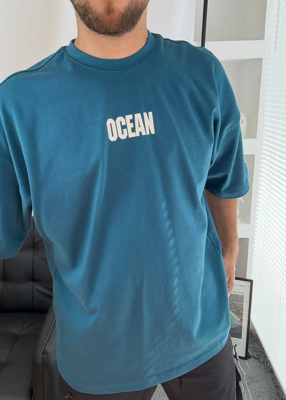 Oversized T-Shirt Ocean – Πετρόλ Μπλε – 5