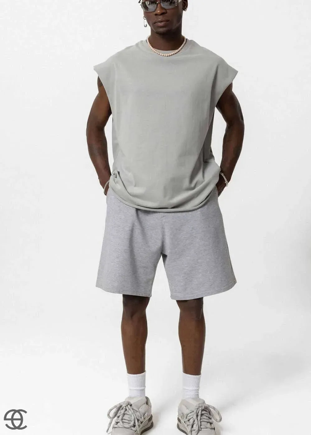 Basic Oversized Αμάνικο T-Shirt – Γκρι – 5