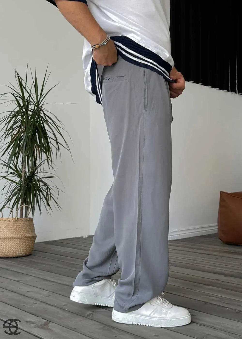 Baggy Παντελόνι Σε Tencel Ύφανση – Γκρι – 5