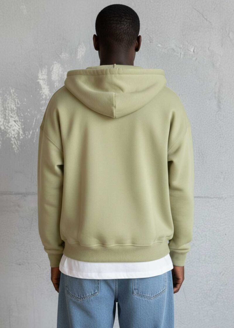 Oversized Ζακέτα Φούτερ με Διπλό Άνοιγμα Φερμουάρ Εσωτερική Επένδυση – Λαδί