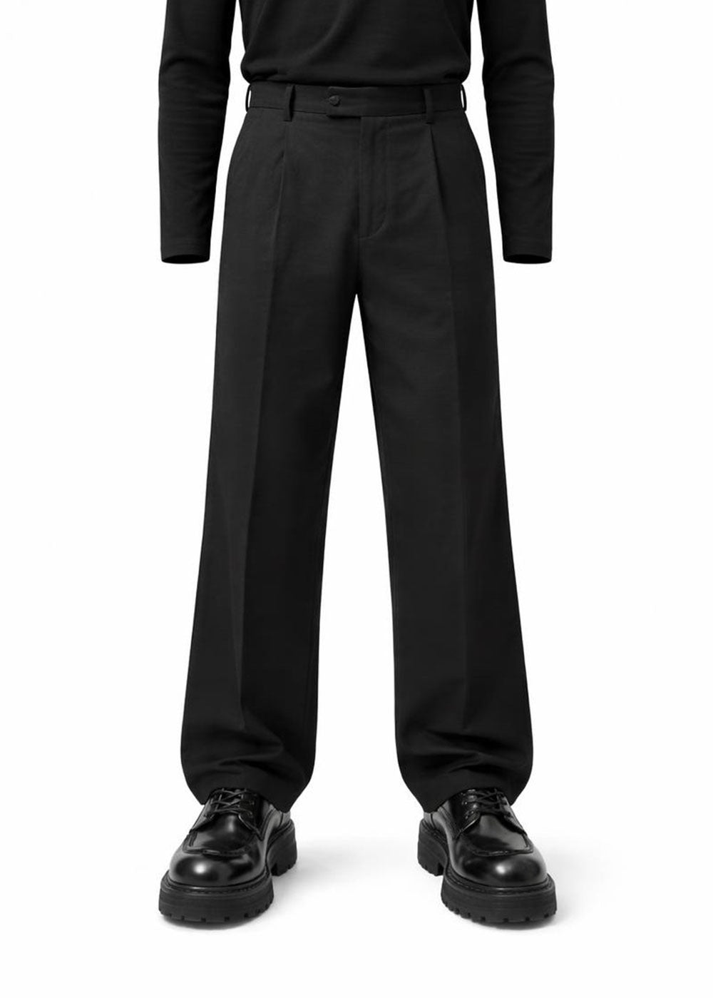 Premium Λουστρίνι Δερμάτινο Derby με Chunky Σόλα – Black – 2