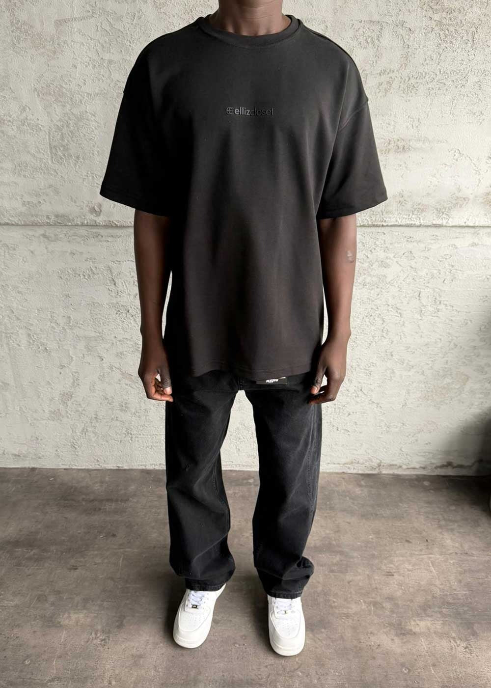 Basic Oversized T-Shirt Με Λογότυπο – Μαύρο – 5