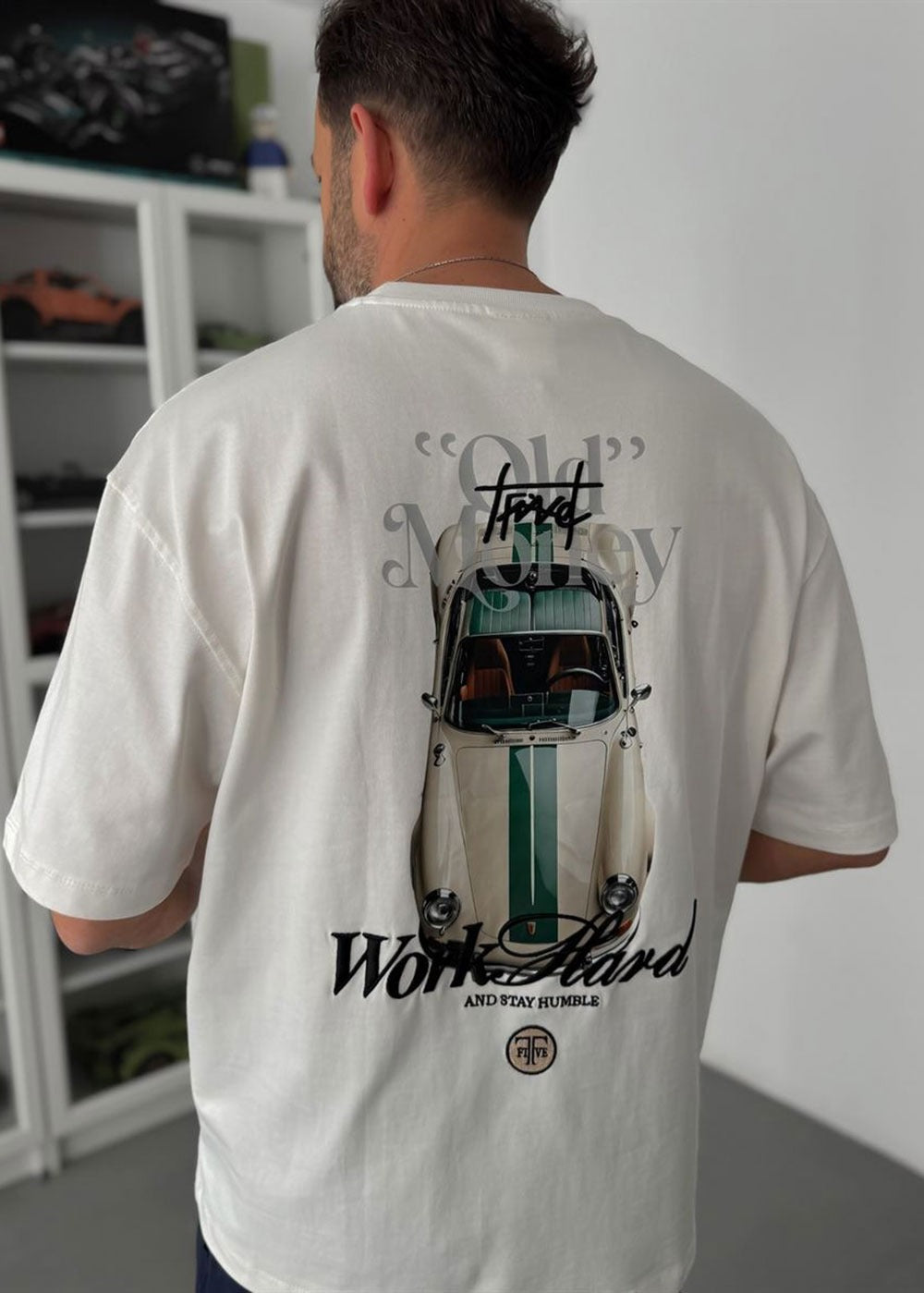 Oversized Old Money T-Shirt με Print Πλάτης – Λευκό – 5