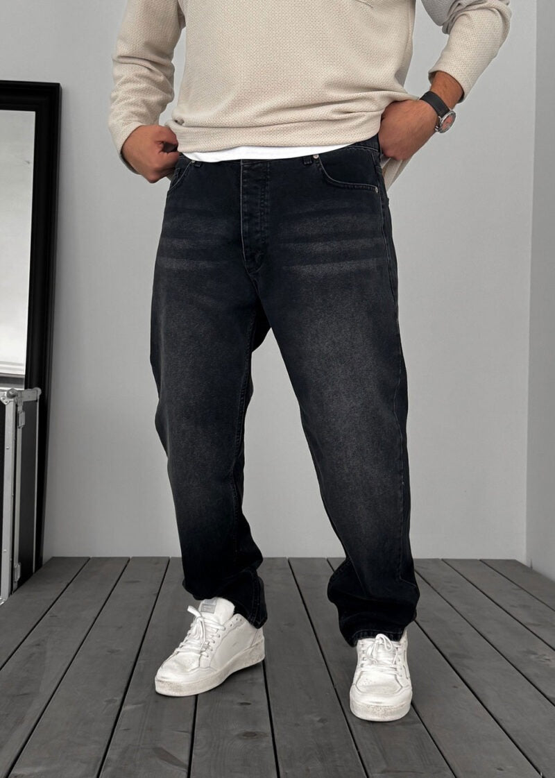 Baggy Παντελόνι Τζιν Ξεβαμμένο Μαύρο