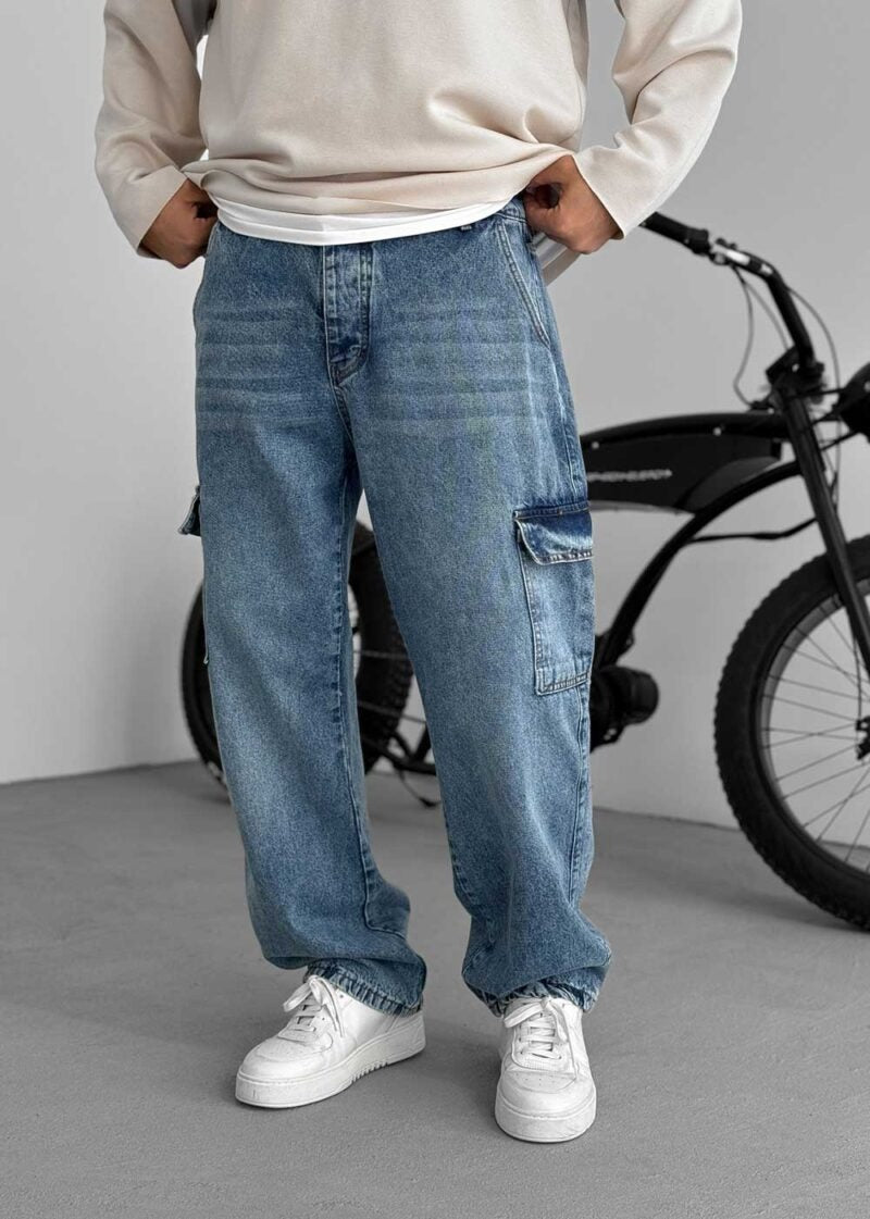 Cargo Παντελόνι Baggy – Μπλε – 5