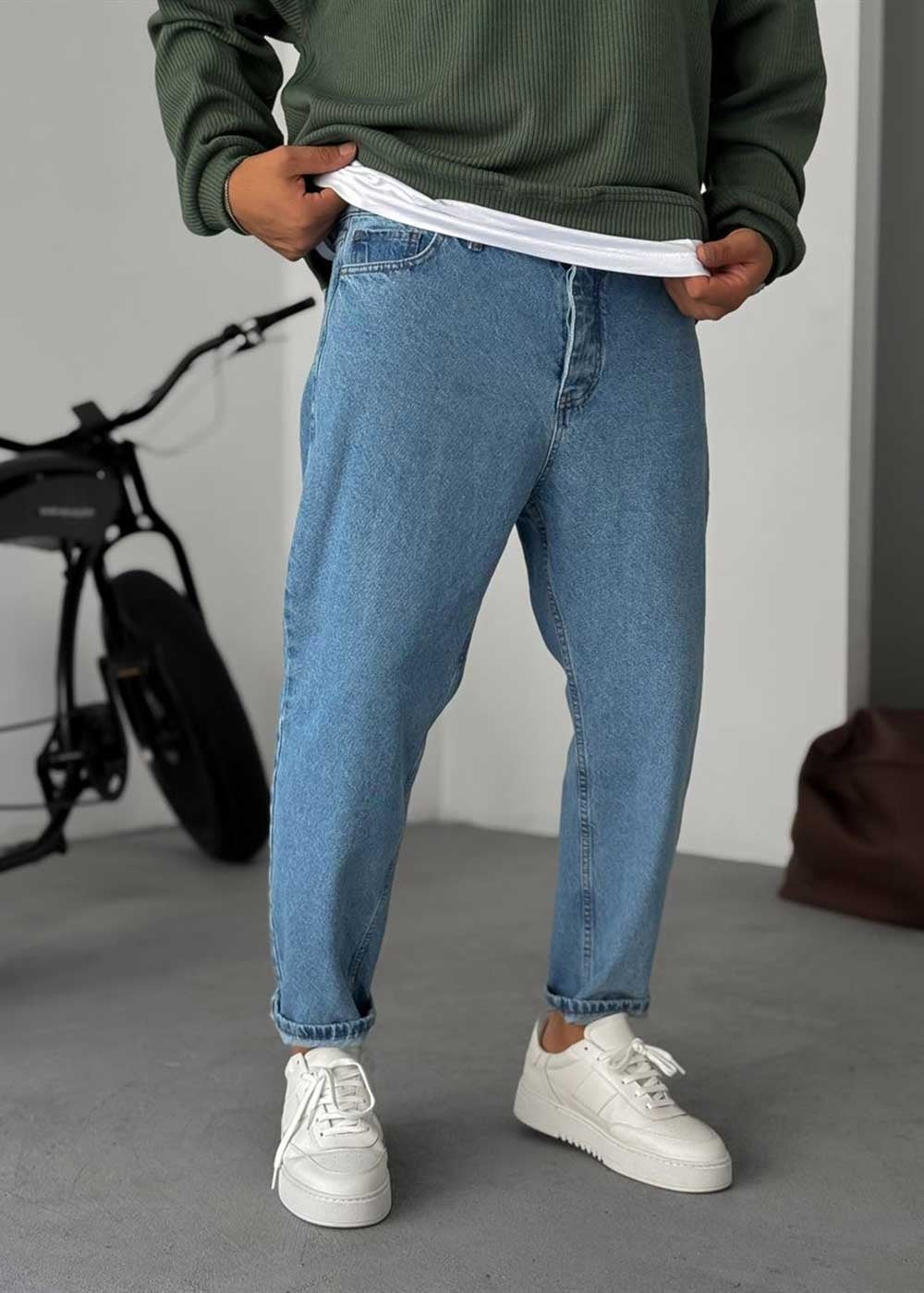 Basic Παντελόνι Τζιν Loose Fit - Ανοιχτό Μπλε – 5